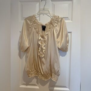 Vintage Silk Cream Ruffle Blouse